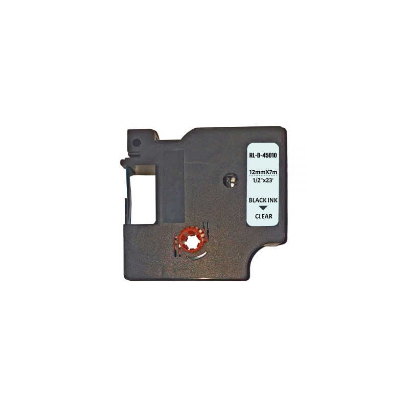 Стрічка для принтера етикеток UKRMARK D-45010P-BK/CL, сумісна з DYMO 45010/S0720500, для серії D1. 12мм х 7м. black on transpare