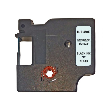 Стрічка для принтера етикеток UKRMARK D-45010P-BK/CL, сумісна з DYMO 45010/S0720500, для серії D1. 12мм х 7м. black on transpare