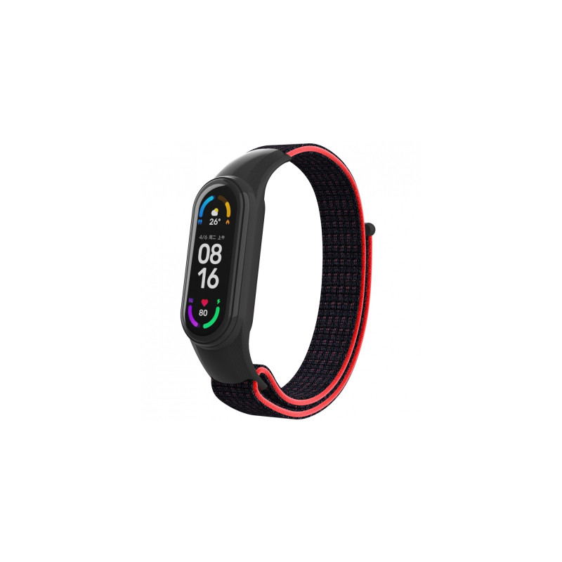 Ремінець до фітнес браслета Armorstandart нейлоновий для Xiaomi Mi Band 7/6/5/4 Black/Red (ARM67843)