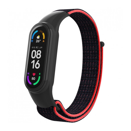 Ремінець до фітнес браслета Armorstandart нейлоновий для Xiaomi Mi Band 7/6/5/4 Black/Red (ARM67843)