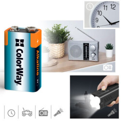 Батарейка ColorWay Крона 6LR61 9V Alkaline Power * 1 (CW-BA6LR61-1BL)