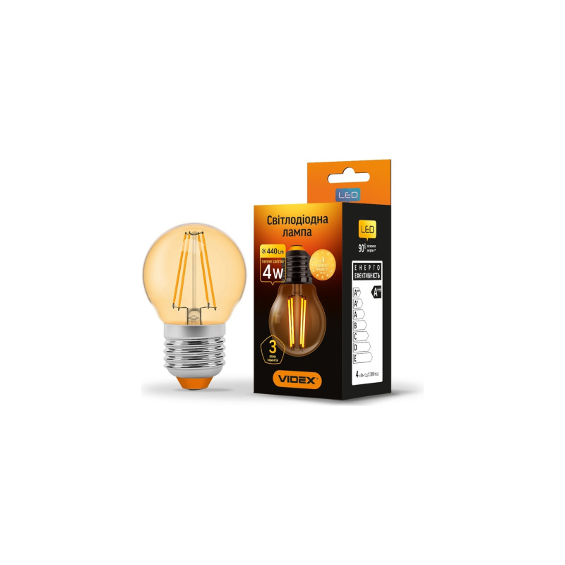 Лампочка Videx LED Filament G45FA 4W E27 2200K бронза (VL-G45FA-04272)