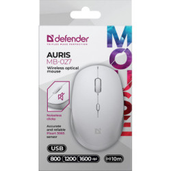 Мишка Defender Auris MB-027 Silent Wireless White (52028)
