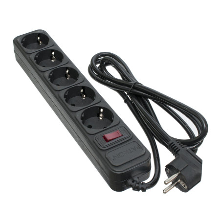Мережевий фільтр живлення Patron 1.8 m3*1mm2 (SP-1052) 5 розеток BLACK (EXT-PN-SP-1052)