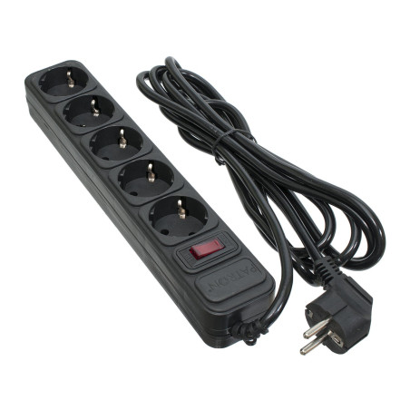 Мережевий фільтр живлення Patron 3.0 m3*1mm2 (SP-1053) 5 розеток BLACK (EXT-PN-SP-1053)