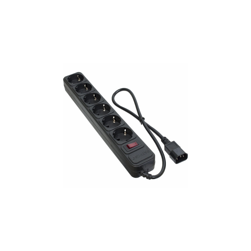 Мережевий фільтр живлення Patron 0.5 m3*1mm2 (SP-1062U) 6 розеток BLACK (EXT-PN-SP-1062U)