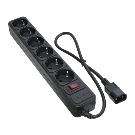 Мережевий фільтр живлення Patron 0.5 m3*1mm2 (SP-1062U) 6 розеток BLACK (EXT-PN-SP-1062U)