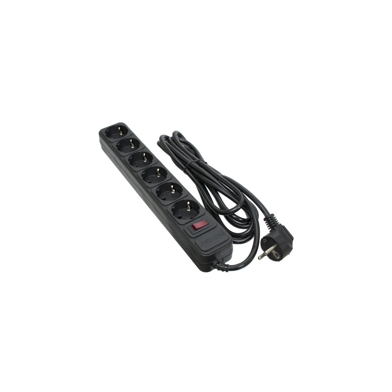 Мережевий фільтр живлення Patron 3.0 m3*1mm2 (SP-1063) 6 розеток BLACK (EXT-PN-SP-1063)