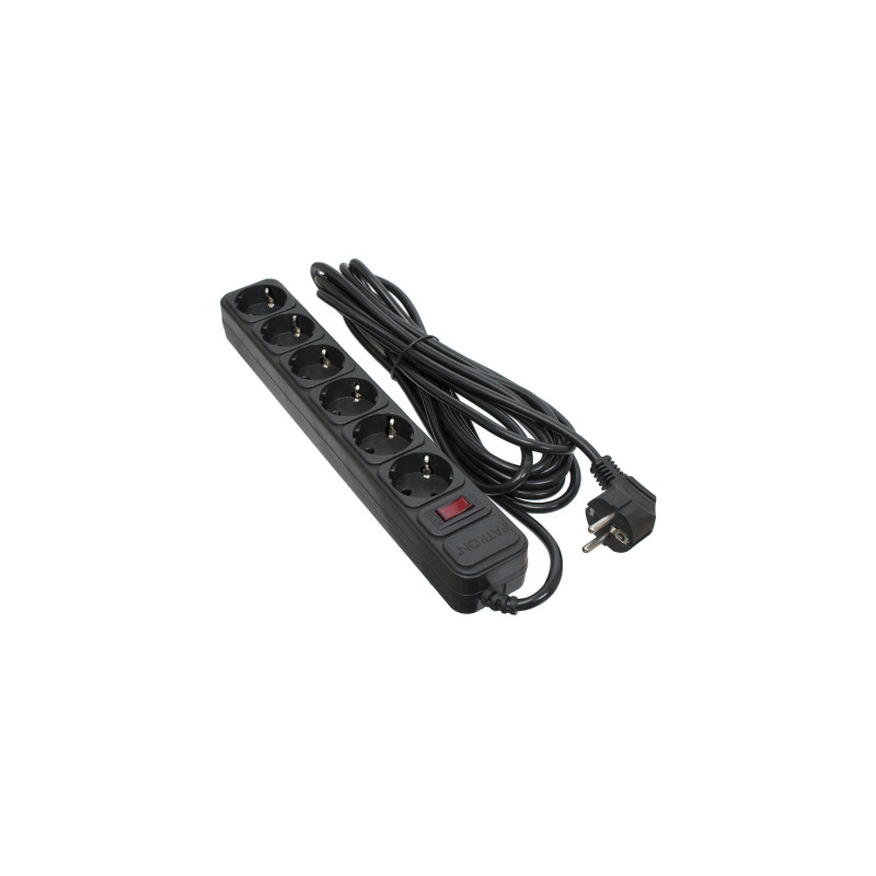Мережевий фільтр живлення Patron 5.0 m3*1mm2 (SP-1065)  6 розеток BLACK (EXT-PN-SP-1065)
