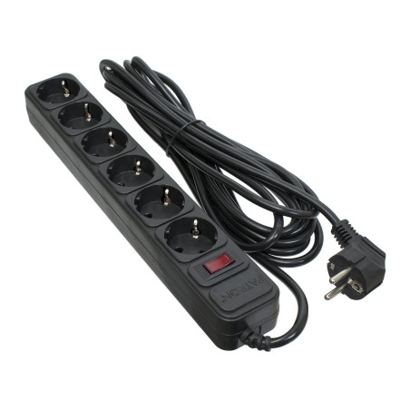 Мережевий фільтр живлення Patron 5.0 m3*1mm2 (SP-1065)  6 розеток BLACK (EXT-PN-SP-1065)