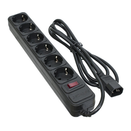 Мережевий фільтр живлення Patron 2 m3*1mm2 (SP-1065U) 6 розеток BLACK (EXT-PN-SP-1065U)