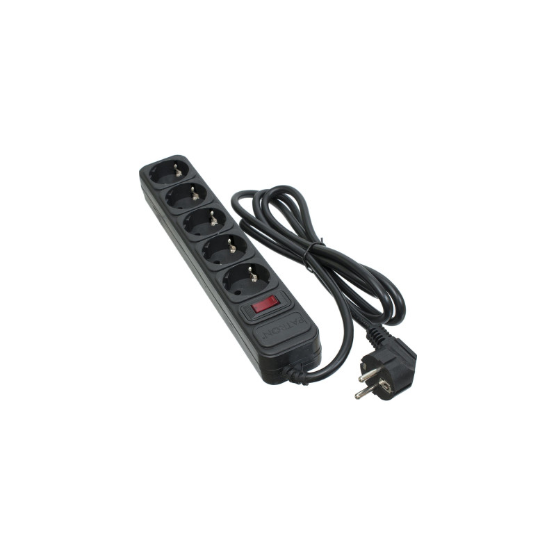 Мережевий фільтр живлення Patron 1.8 m3*1.5mm2 (SP-1652) 5 розеток BLACK (EXT-PN-SP-1652)