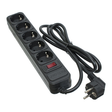 Мережевий фільтр живлення Patron 1.8 m3*1.5mm2 (SP-1652) 5 розеток BLACK (EXT-PN-SP-1652)