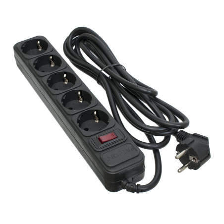Мережевий фільтр живлення Patron 3.0 m3*1.5mm2 (SP-1653) 5 розеток BLACK (EXT-PN-SP-1653)