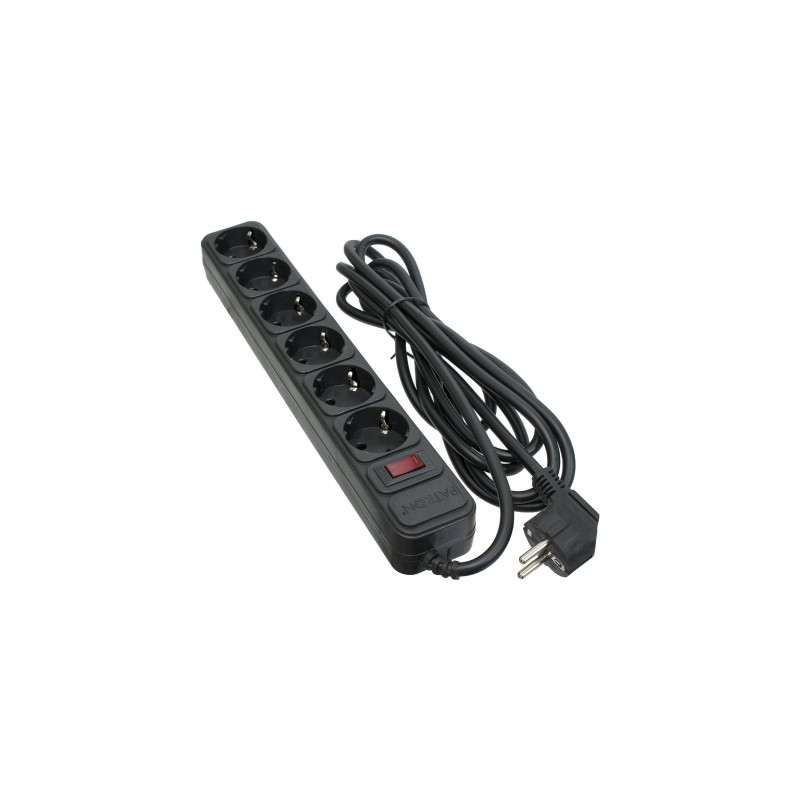 Мережевий фільтр живлення Patron 3.0 m3*1.5mm2 (SP-1663) 6 розеток BLACK (EXT-PN-SP-1663)