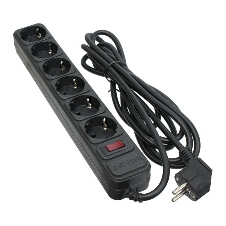 Мережевий фільтр живлення Patron 3.0 m3*1.5mm2 (SP-1663) 6 розеток BLACK (EXT-PN-SP-1663)
