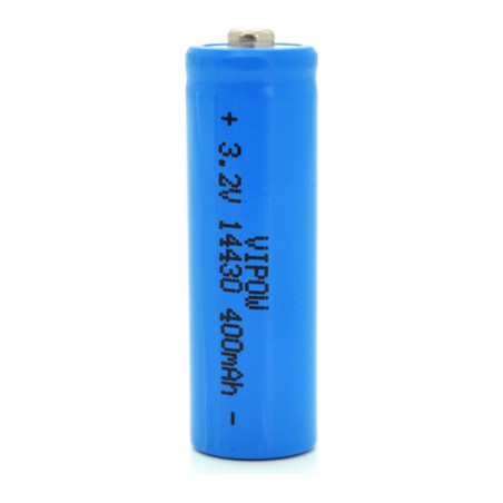 Акумулятор 14430 LiFePO4 (size 3/4AA), 400mAh, 3.2V, TipTop, blue Vipow (IFR14430-400mAhTT / 25540)