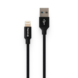 Дата кабель USB 2.0 AM to Lightning 1.0m black ColorWay (CW-CBUL004-BK)