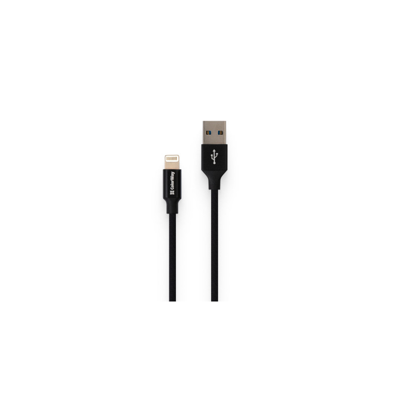 Дата кабель USB 2.0 AM to Lightning 1.0m black ColorWay (CW-CBUL004-BK)