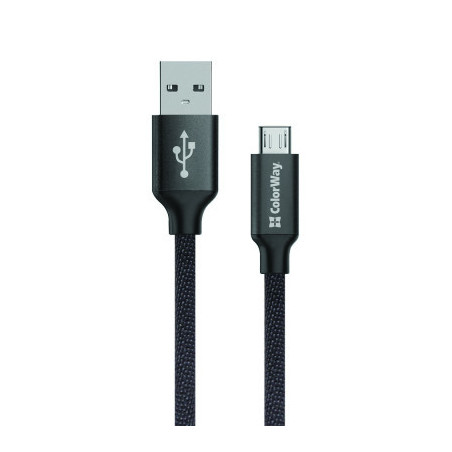 Дата кабель USB 2.0 AM to Micro 5P 1.0m black ColorWay (CW-CBUM002-BK)