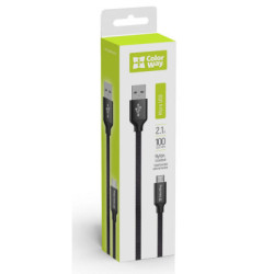 Дата кабель USB 2.0 AM to Micro 5P 1.0m black ColorWay (CW-CBUM002-BK)