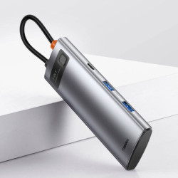 Порт-реплікатор Baseus 7-in-1 Metal Gleam Series Type-C to HDMI+USB+SD/TF Docking Station (WKWG020113)