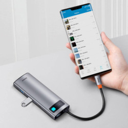 Порт-реплікатор Baseus 7-in-1 Metal Gleam Series Type-C to HDMI+USB+SD/TF Docking Station (WKWG020113)