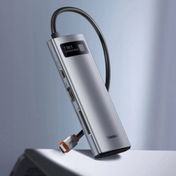 Порт-реплікатор Baseus 7-in-1 Metal Gleam Series Type-C to HDMI+USB+SD/TF Docking Station (WKWG020113)