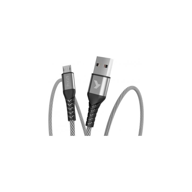 Дата кабель USB 2.0 AM to Micro 5P 1.0m Flex Gray Pixus (4897058531145)