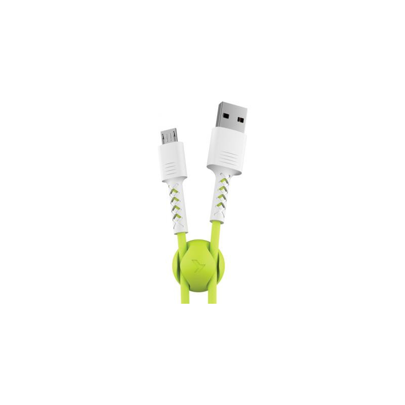 Дата кабель USB 2.0 AM to Micro 5P 1.0m Soft white/lime Pixus (4897058531176)