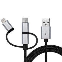 Дата кабель USB 2.0 AM to Lightning + Micro 5P + USB-C 1.0m black REAL-EL (EL123500035)