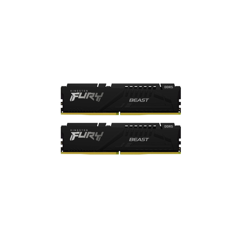 Модуль пам'яті для комп'ютера DDR5 16GB (2x8GB) 5200 MHz FURY Beast Black Kingston Fury (ex.HyperX) (KF552C40BBK2-16)