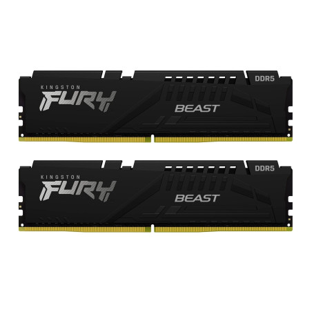 Модуль пам'яті для комп'ютера DDR5 16GB (2x8GB) 5200 MHz FURY Beast Black Kingston Fury (ex.HyperX) (KF552C40BBK2-16)