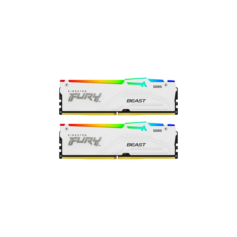 Модуль пам'яті для комп'ютера DDR5 32GB (2x16GB) 5600 MHz FURY Beast White RGB Kingston Fury (ex.HyperX) (KF556C40BWAK2-32)