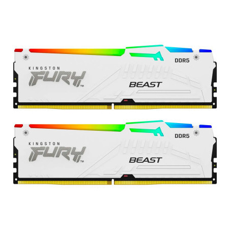 Модуль пам'яті для комп'ютера DDR5 32GB (2x16GB) 5600 MHz FURY Beast White RGB Kingston Fury (ex.HyperX) (KF556C40BWAK2-32)