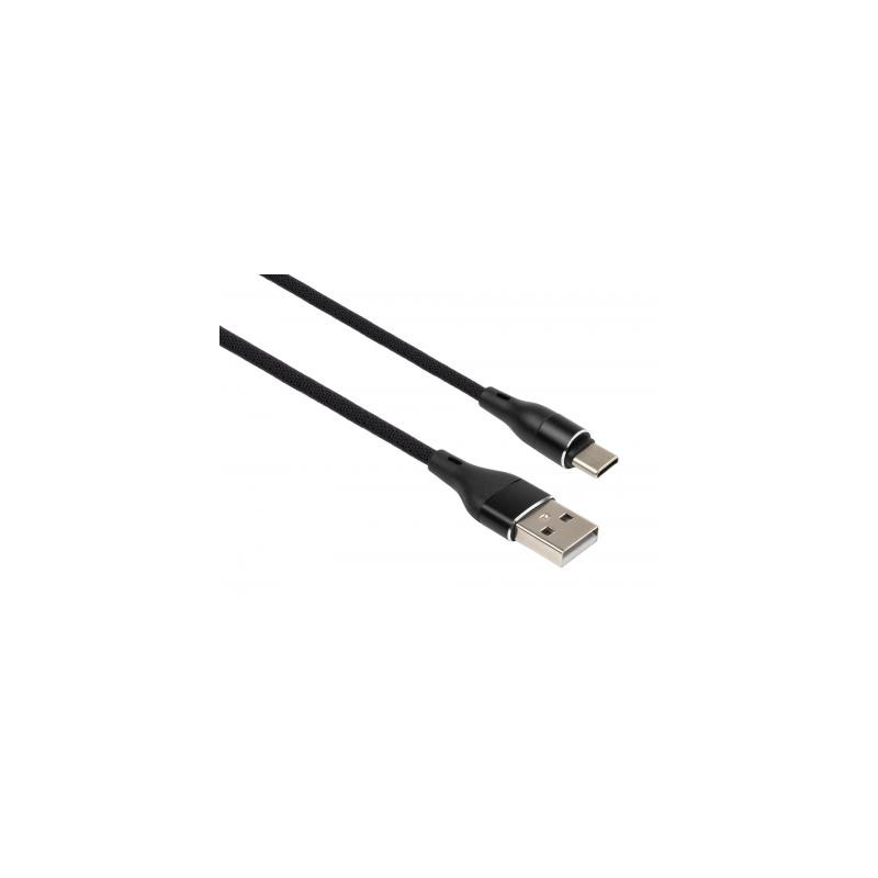 Дата кабель USB 2.0 AM to USB-C 1.0m cylindric nylon back Vinga (VCPDCTCCANB1BK)