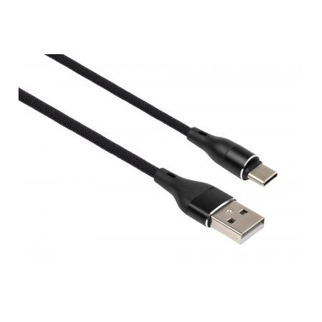 Дата кабель USB 2.0 AM to USB-C 1.0m cylindric nylon back Vinga (VCPDCTCCANB1BK)