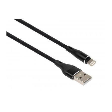 Дата кабель USB 2.0 AM to Lightning 1.0m cylindric nylon back Vinga (VCPDCLCANB1BK)