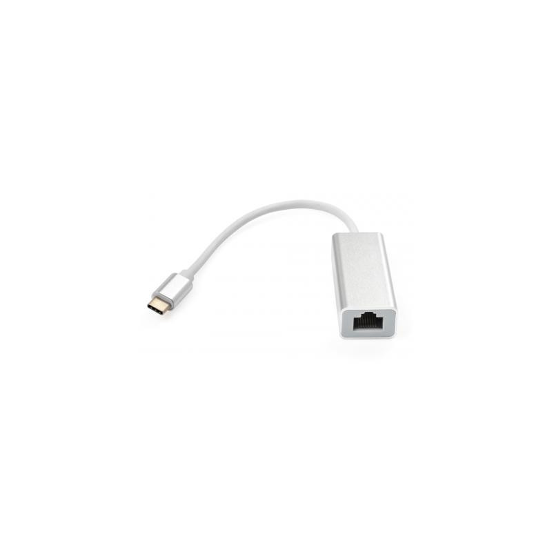 Перехідник USB-C to RJ45 Ethernet 1000Mbps aluminium Vinga (VCPATC2GBLNS)