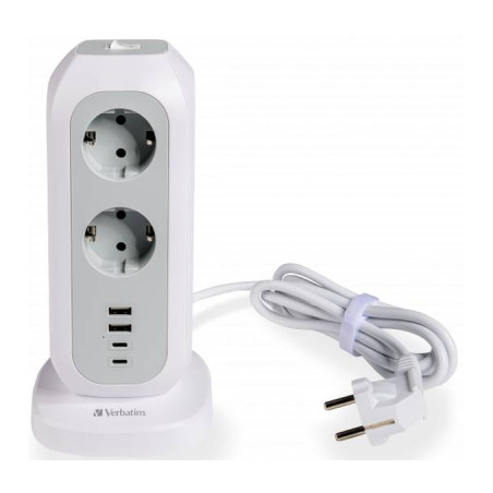 Мережевий фільтр живлення Verbatim 11 розеток, 2 x USB-C та 2 x USB-A (49547)