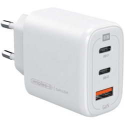 Зарядний пристрій Intaleo 65W GAN 2USB-C PD+USB-A QC 3.0 white (1283126559525)