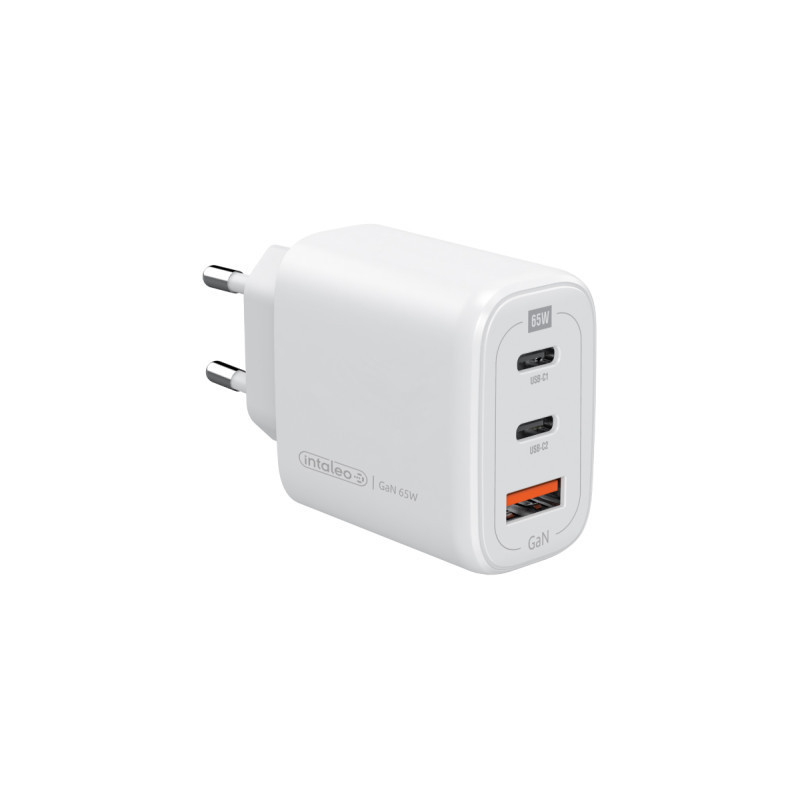 Зарядний пристрій Intaleo 65W GAN 2USB-C PD+USB-A QC 3.0 white (1283126559525)