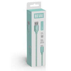 Дата кабель USB 2.0 AM to USB-C 1.0m mint ColorWay (CW-CBUC003-MT)