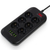 Мережевий фільтр живлення ColorWay CW-CHE64B, 6 розеток/4USB Black (CW-CHE64B)