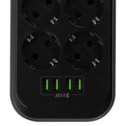 Мережевий фільтр живлення ColorWay CW-CHE64B, 6 розеток/4USB Black (CW-CHE64B)