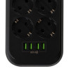 Мережевий фільтр живлення ColorWay CW-CHE64B, 6 розеток/4USB Black (CW-CHE64B)