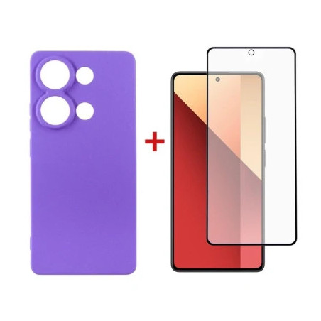 Чохол до мобільного телефона Dengos Kit for Xiaomi Redmi Note 13 Pro 4G case + glass (Purple) (DG-KM-64)
