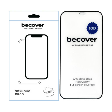 Скло захисне BeCover Apple iPhone 12 Pro 10D Black (711512)