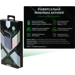 Батарея універсальна Vinga 20000 mAh 65W Display USB-C Cable Grey (VPBB2065C)