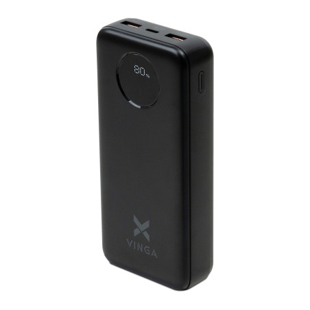 Батарея універсальна Vinga 20000 mAh 22.5W Display Black (VPBB2022)
